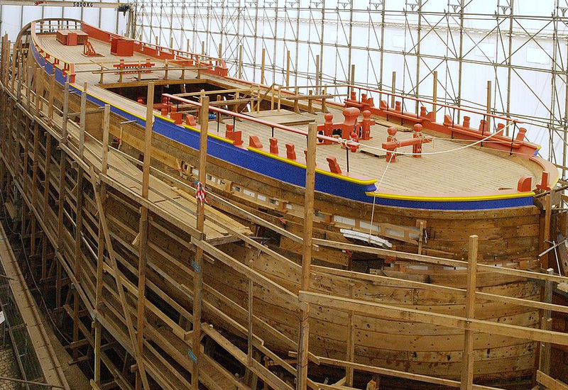 Photo de l'Hermione lors de sa construction à Rochefort